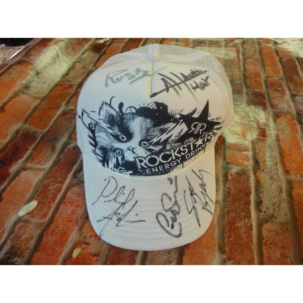 Rockstar Energy Drink Trucker ball Hat Cap‎ Snapback autographed signed Rusty